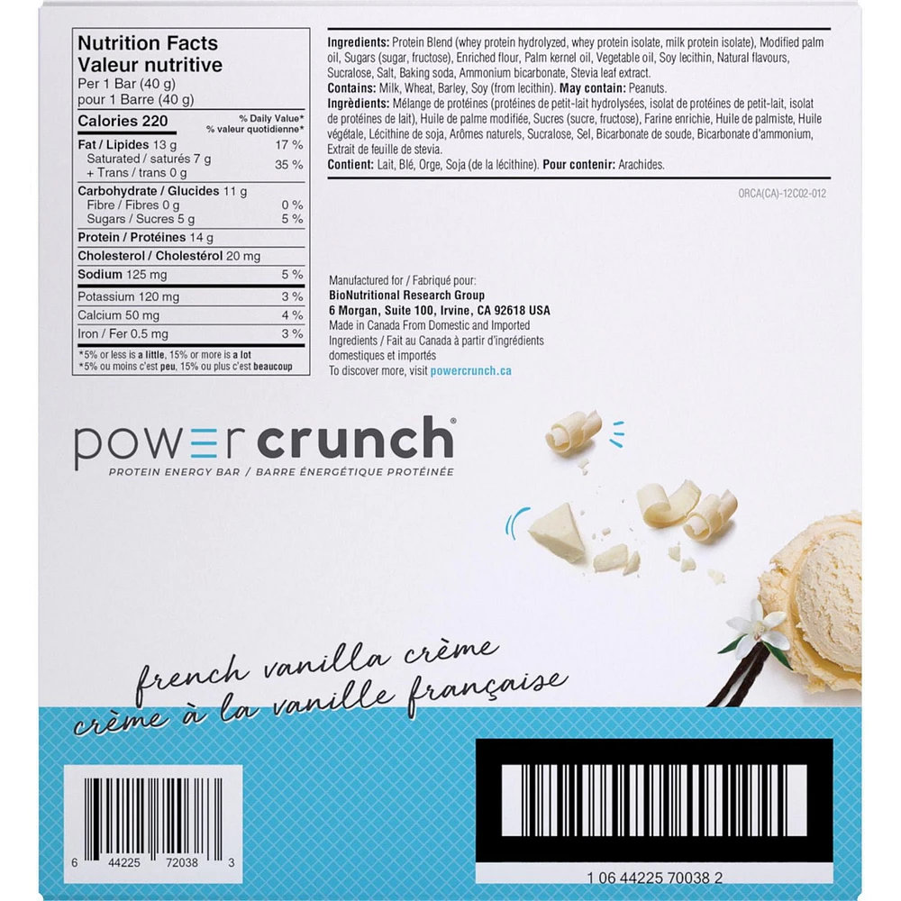 POWER CRUNCH PROTEIN BAR FRENCH VANILLA 40G, PROTEIN ENERGY BAR