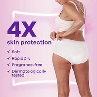 Always Discreet for Sensitive Skin Underwear, Four Times Skin Protection, Dermatologically Tested, Fragrance-Free, Maximum Absorbency S/M, 16CT