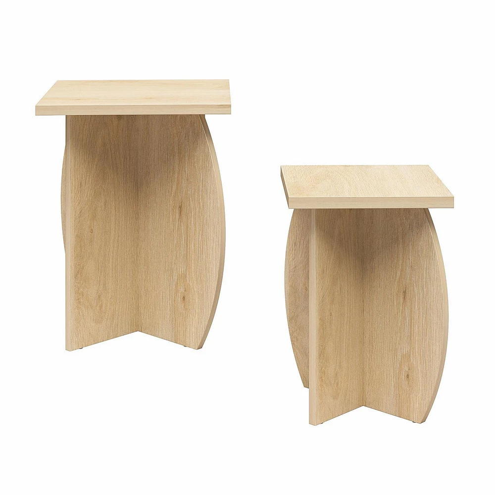 Novogratz Voler Set of 2 Nesting End Tables, Light Oak