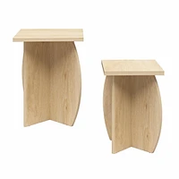 Novogratz Voler Set of 2 Nesting End Tables, Light Oak