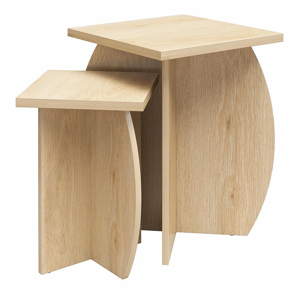 Novogratz Voler Set of 2 Nesting End Tables, Light Oak