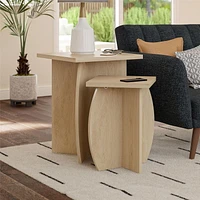 Novogratz Voler Set of 2 Nesting End Tables, Light Oak