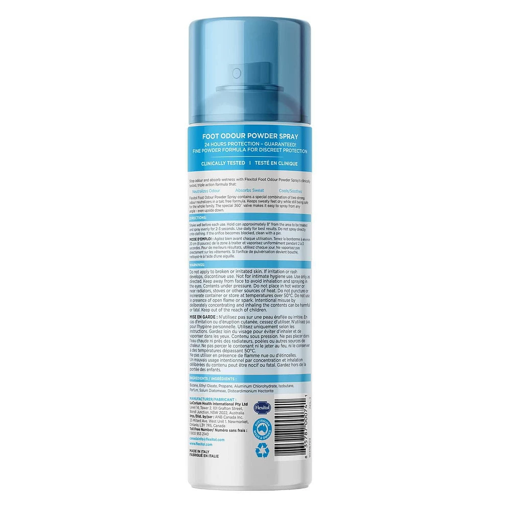 Poudre en aérosol pour les pieds malodorants de Flexitol 143 g
