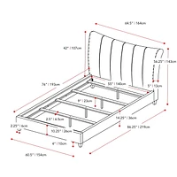 CorLiving Rosewell Vertical Channel-Tufted Fabric Double Bed Frame