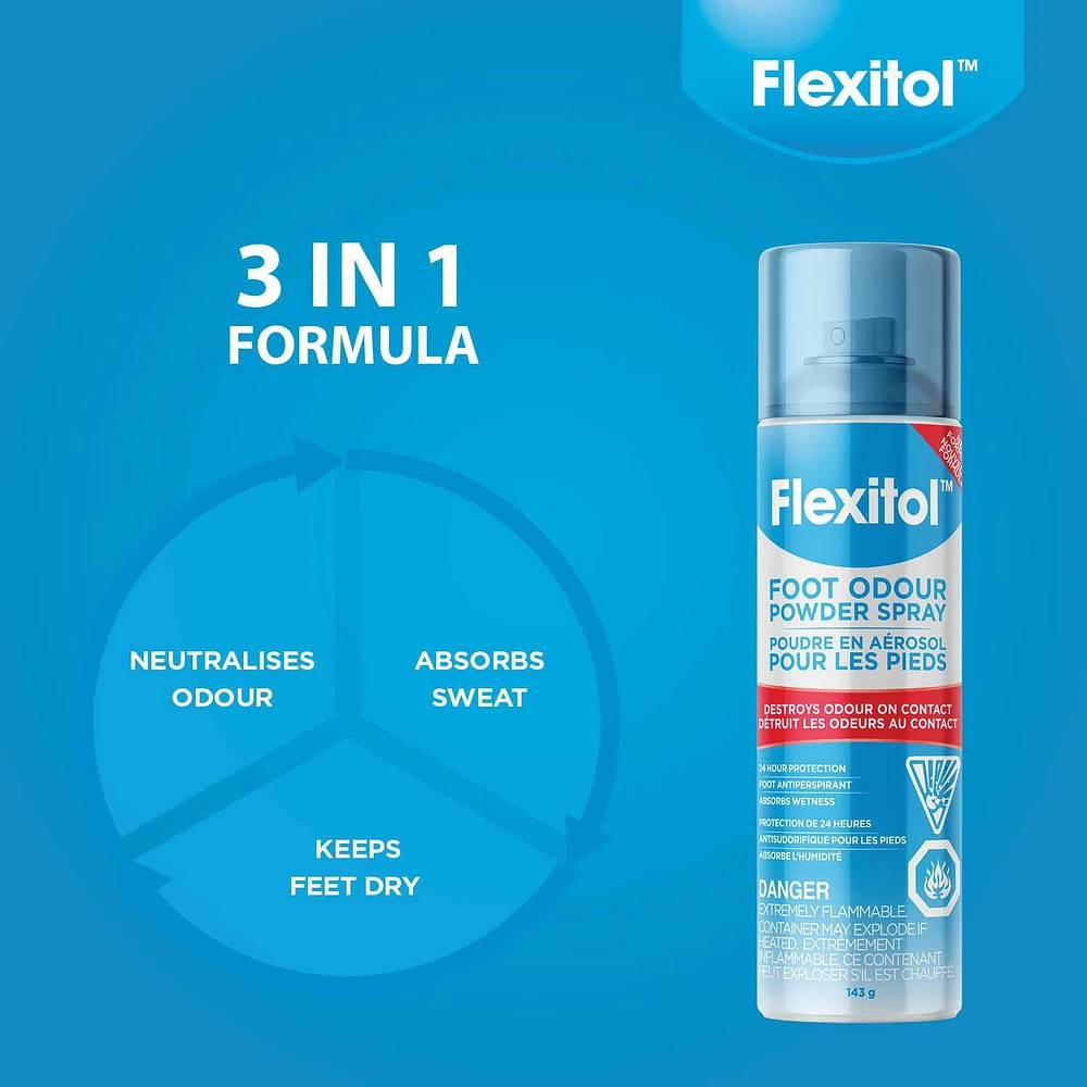 Poudre en aérosol pour les pieds malodorants de Flexitol 143 g