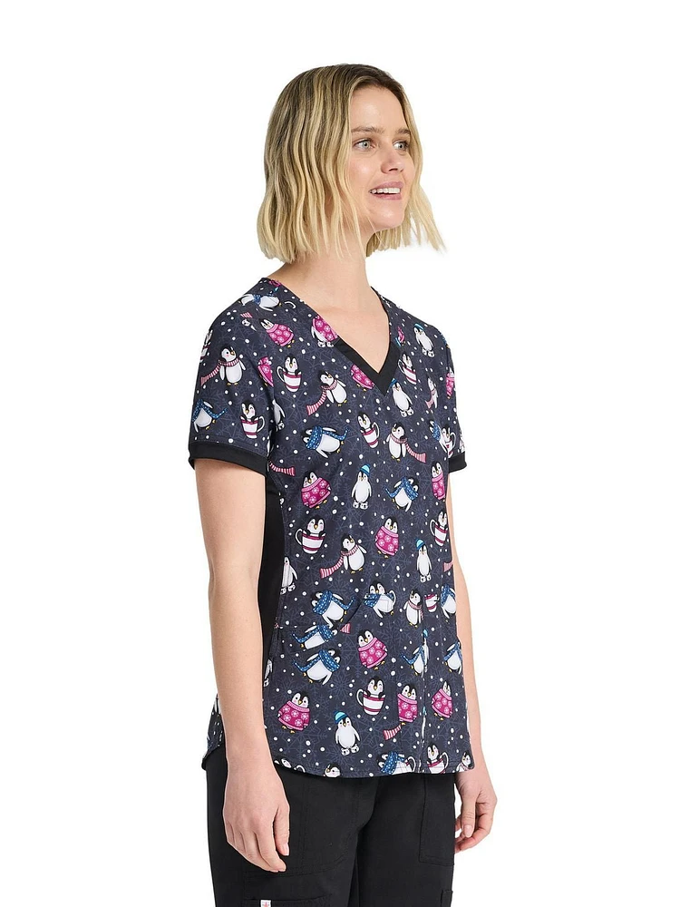 Scrubstar Women's Chilly Penguins V-Neck Print Scrub Top