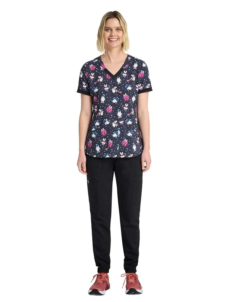 Scrubstar Women's Chilly Penguins V-Neck Print Scrub Top