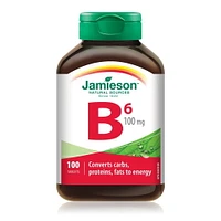 Jamieson Vitamin B6 (Pyridoxine) 100 mg Caplets, 100 tablets