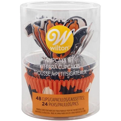 Wilton Skull, Bat and Pumpkin Halloween Cupcake Kit, 72-Piece