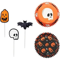 Wilton Skull, Bat and Pumpkin Halloween Cupcake Kit, 72-Piece