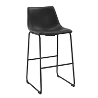 Manor Park 30" Industrial Faux Leather Barstool, set of 2- Multiple Finishes