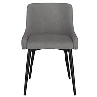 Set of 2 Modern Fabric & Metal Side Chair in Grey & Black Leg