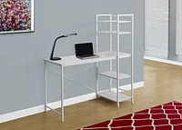 Monarch Specialties Computer Desk, Home Office, Laptop, Storage Shelves, 48"l, Work, Metal, Laminate, White, Contemporary, Modern