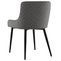 Set of 2 Modern Fabric & Metal Side Chair in Grey & Black Leg