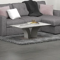 Contemporary Faux Marble & Stainless Steel Coffee Table in Grey