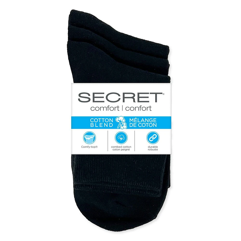 Secret® Cuff Socks 3pk, Sizes 6-10