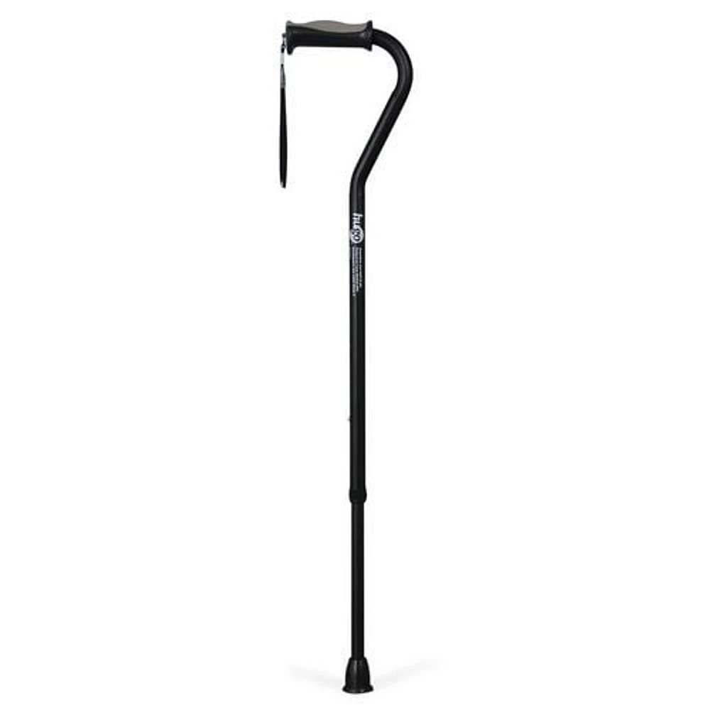 Hugo Adjustable Offset Handle Cane with Reflective Strap, Black