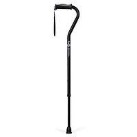 Hugo Adjustable Offset Handle Cane with Reflective Strap, Black