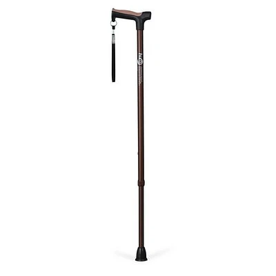 Hugo Adjustable Derby Handle Cane with Reflective Strap, Cocoa