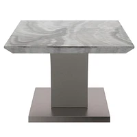 Contemporary Faux Marble & Stainless Steel Coffee Table in Grey