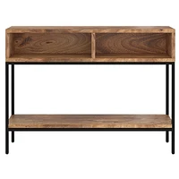 Industrial Chic Solid Wood & Wrought Iron Console Table in Natural Burnt