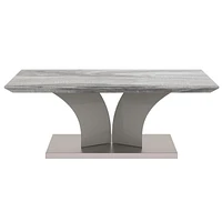 Contemporary Faux Marble & Stainless Steel Coffee Table in Grey