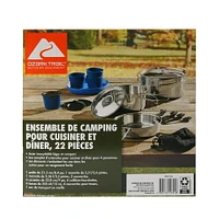 Ozark Trail 22-Piece Mess Kit and Pans Set with Mesh Carrying Bag, 22-piece Mess Kit with Pans