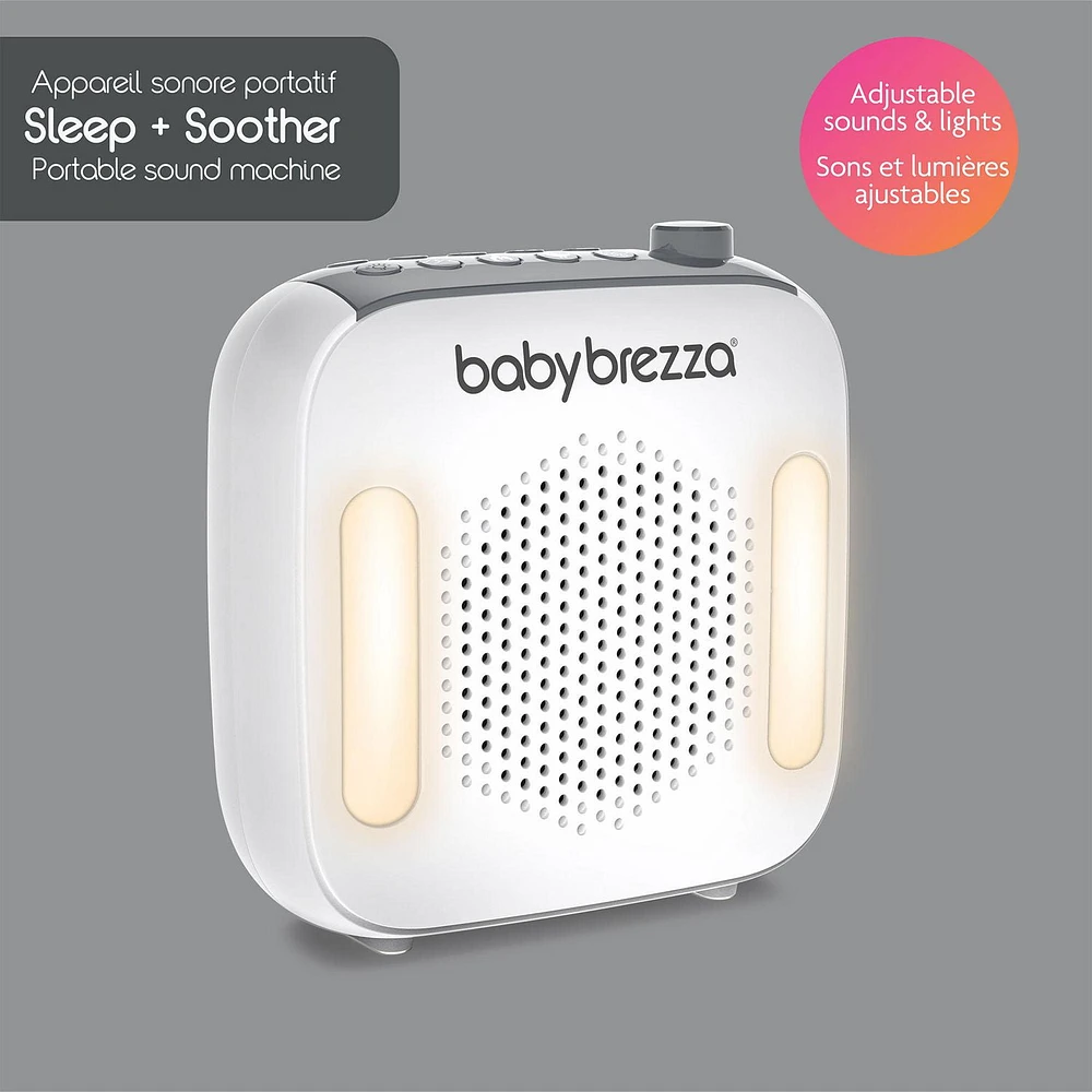 Baby Brezza Sleep + Soother Portable Sound Machine, 18 soothing sounds - White