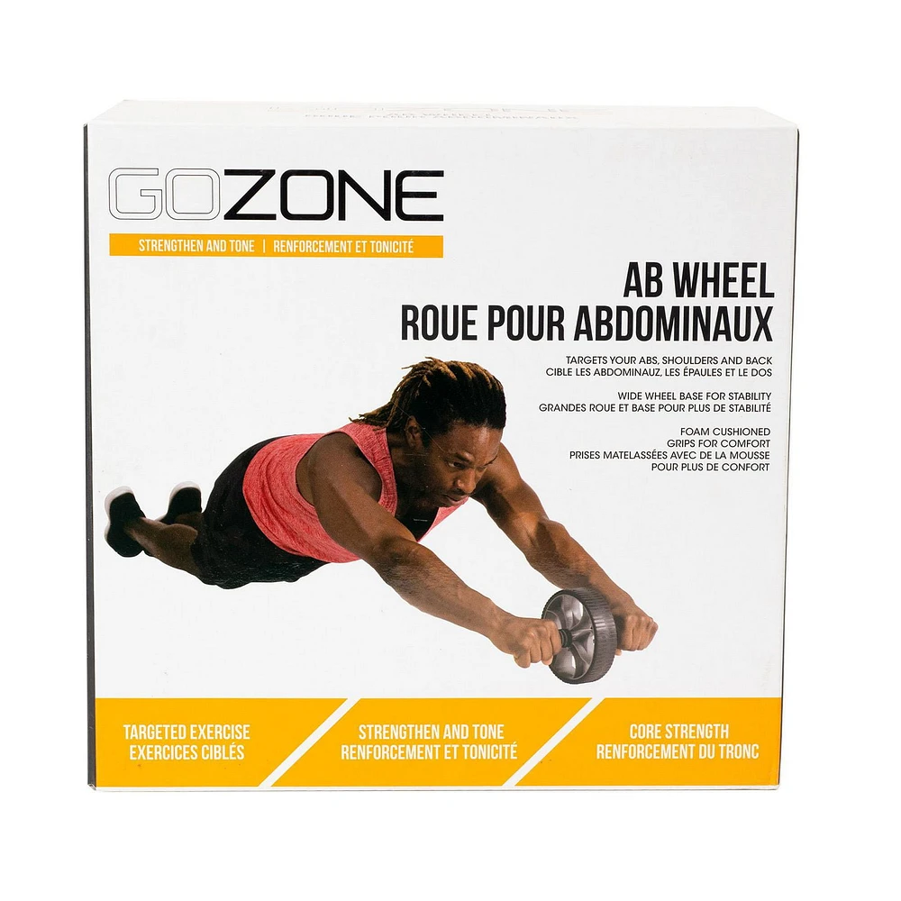 GoZone Ab Wheel – Grey/Black, With foam grip handles