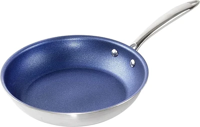 GraniteStone Stainless Steel Nonstick 12” Frying Pan, Tri-Ply Base, Stainless Steel Fry Pan with Nonstick Mineral Coating, 100% PFOA Free, Cool Touch Handles, Induction, Oven & Dishwasher Safe