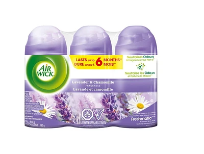 AirWick Freshmatic Air Freshener, Automatic Spray Refills, Lavender & Chamomile, 3 Refills, Pack of 3 Refills