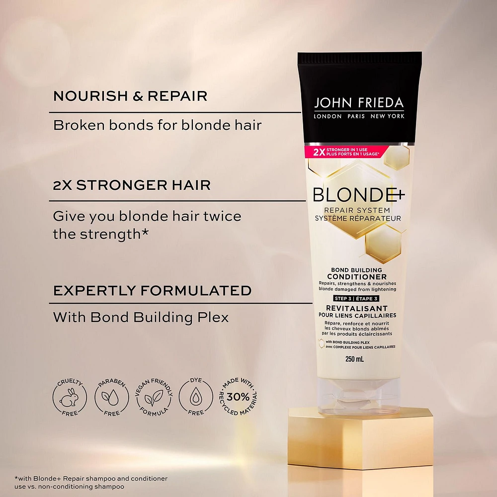 John Frieda Blonde+ Repair System, Bond Building Conditioner, for Damaged Blonde Hair | STEP 3, 250mL