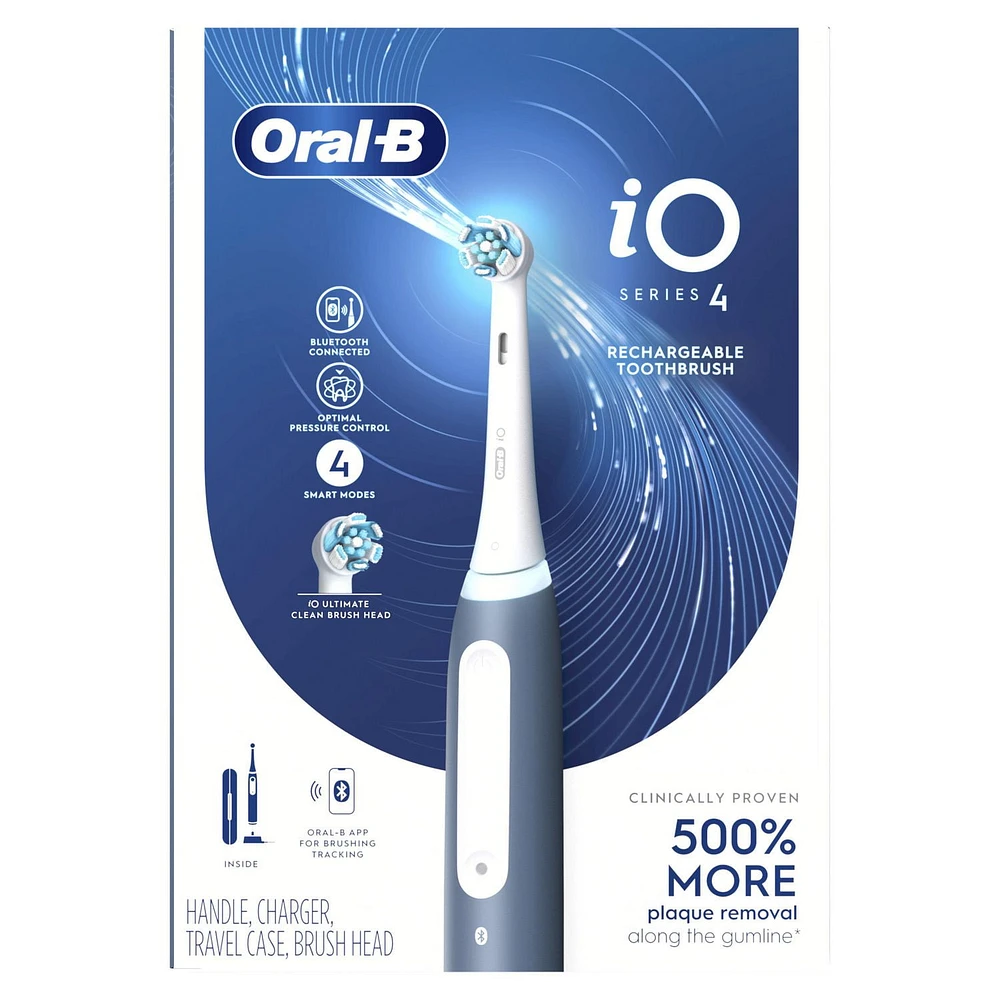 Brosse à dents électrique Oral-B iO Series 4 avec brossette, rechargeable, bleu ardoise Queen Size