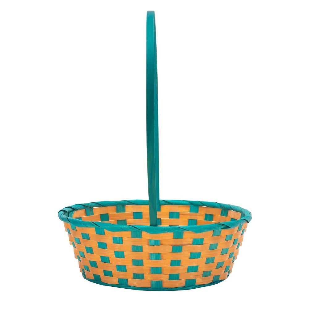 Way to Celebrate! Large Orange/Blue Bamboo Basket