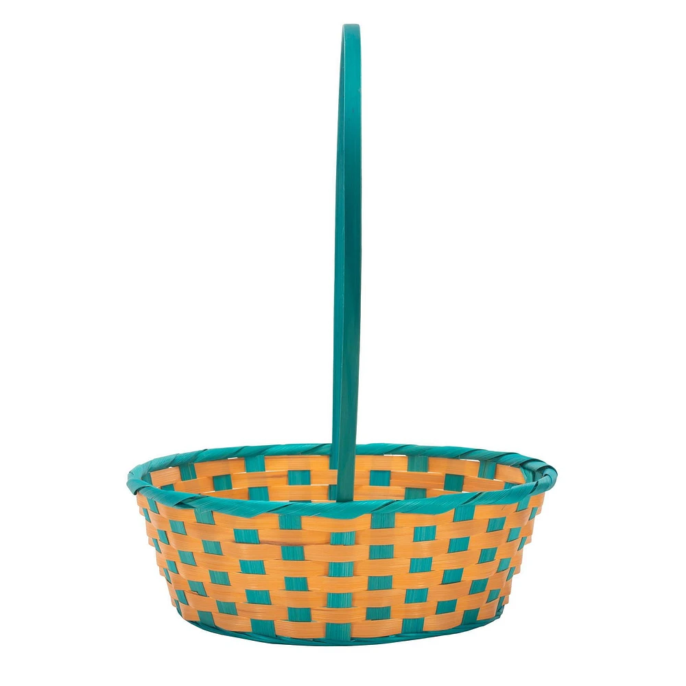 Way to Celebrate! Large Orange/Blue Bamboo Basket