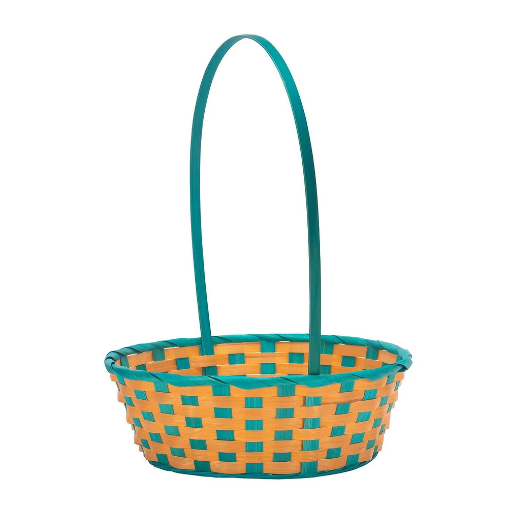 Way to Celebrate! Large Orange/Blue Bamboo Basket