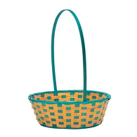 Way to Celebrate! Large Orange/Blue Bamboo Basket