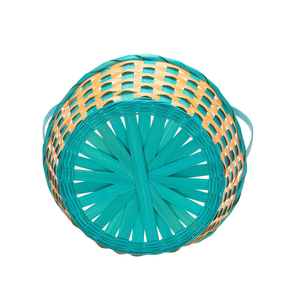 Way to Celebrate! Large Orange/Blue Bamboo Basket