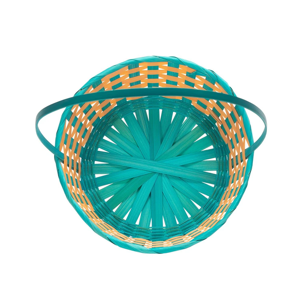 Way to Celebrate! Large Orange/Blue Bamboo Basket