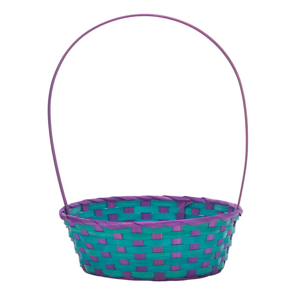 Way to Celebrate! Large Teal/Purple Bamboo Basket