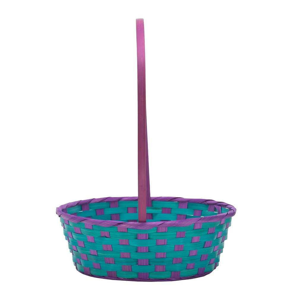 Way to Celebrate! Large Teal/Purple Bamboo Basket