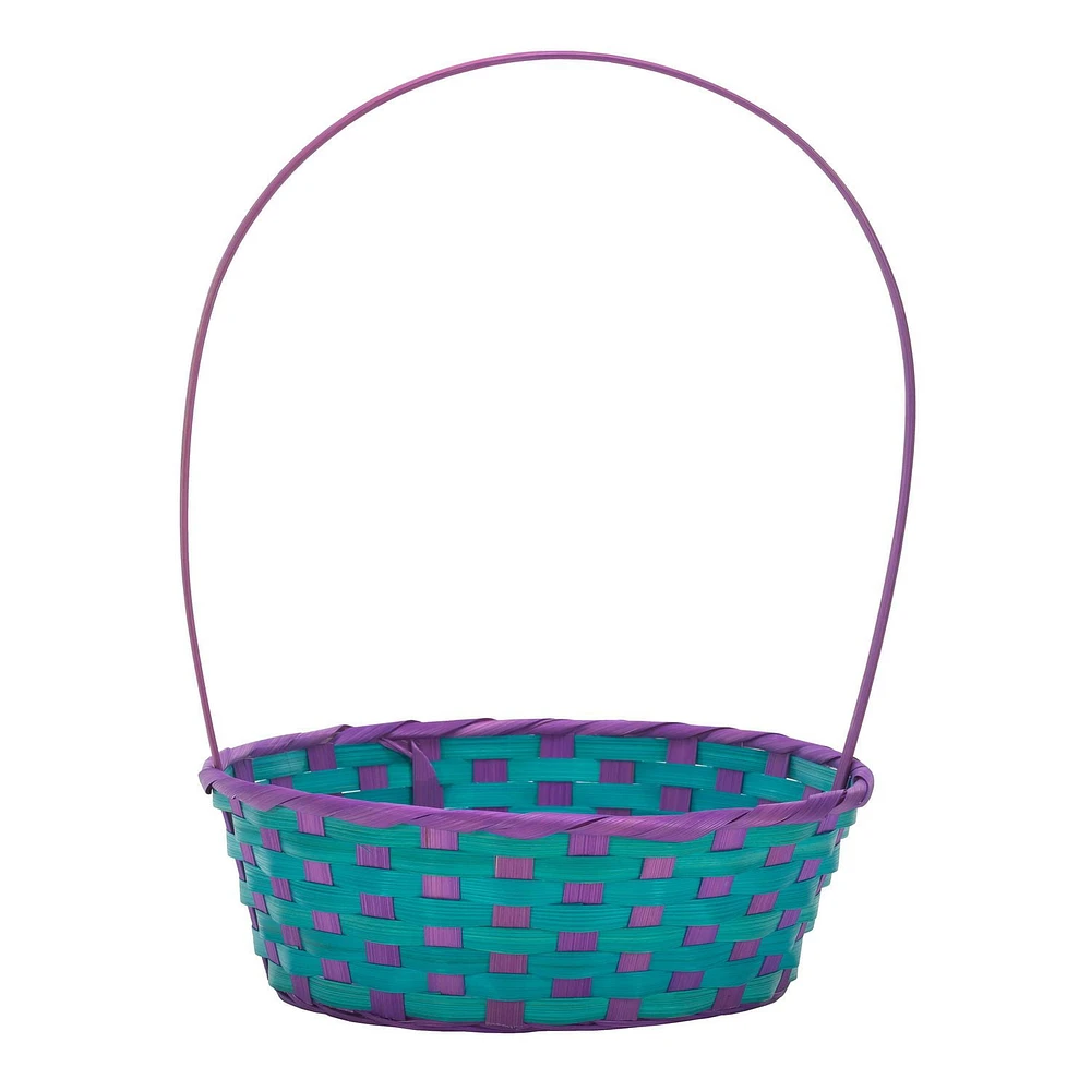 Way to Celebrate! Large Teal/Purple Bamboo Basket