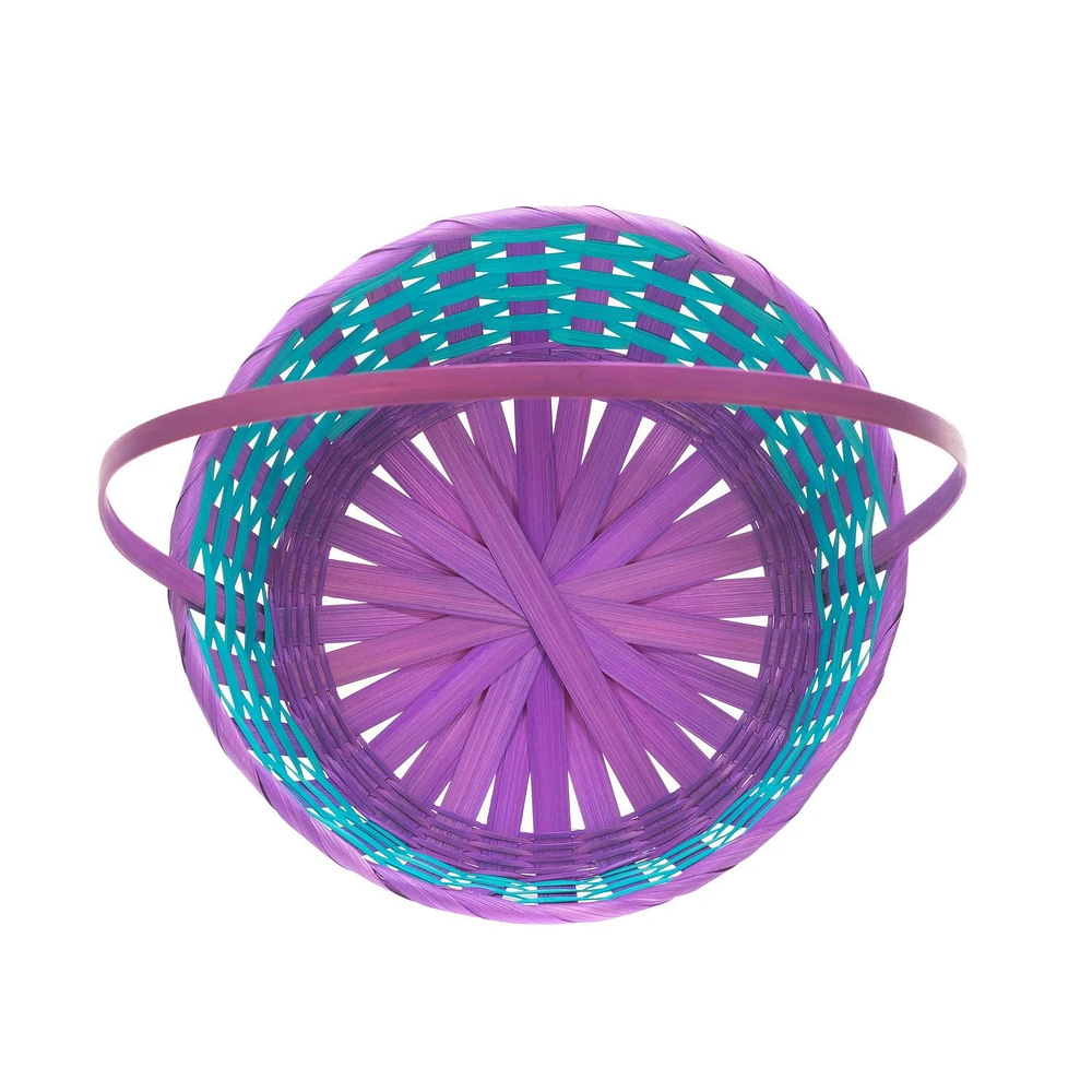 Way to Celebrate! Large Teal/Purple Bamboo Basket