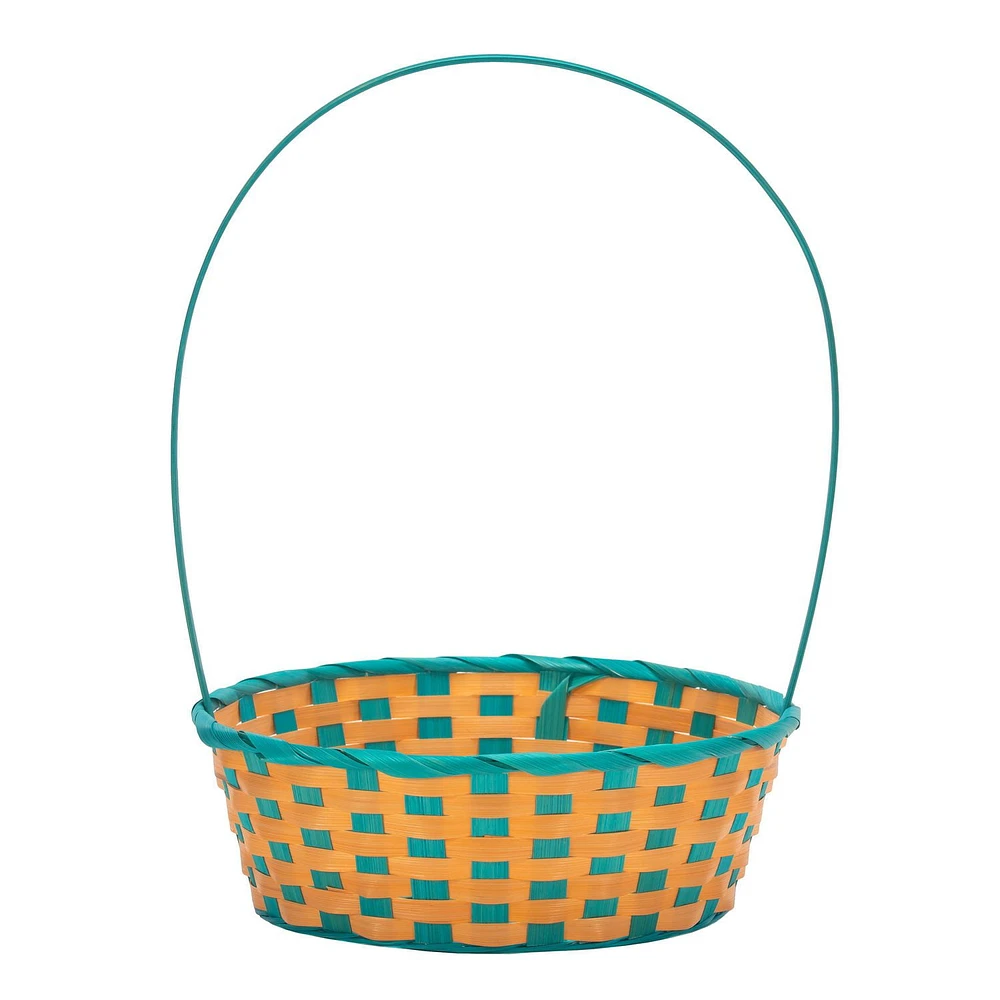 Way to Celebrate! Large Orange/Blue Bamboo Basket