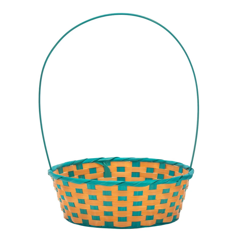 Way to Celebrate! Large Orange/Blue Bamboo Basket