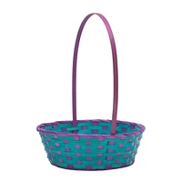 Way to Celebrate! Large Teal/Purple Bamboo Basket