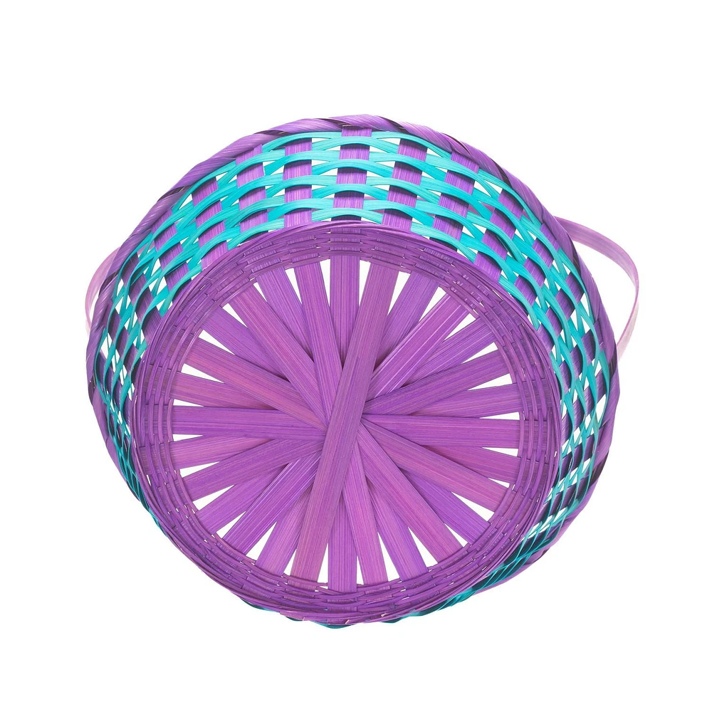 Way to Celebrate! Large Teal/Purple Bamboo Basket