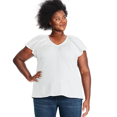 George Plus Women's Flutter Sleeve Top