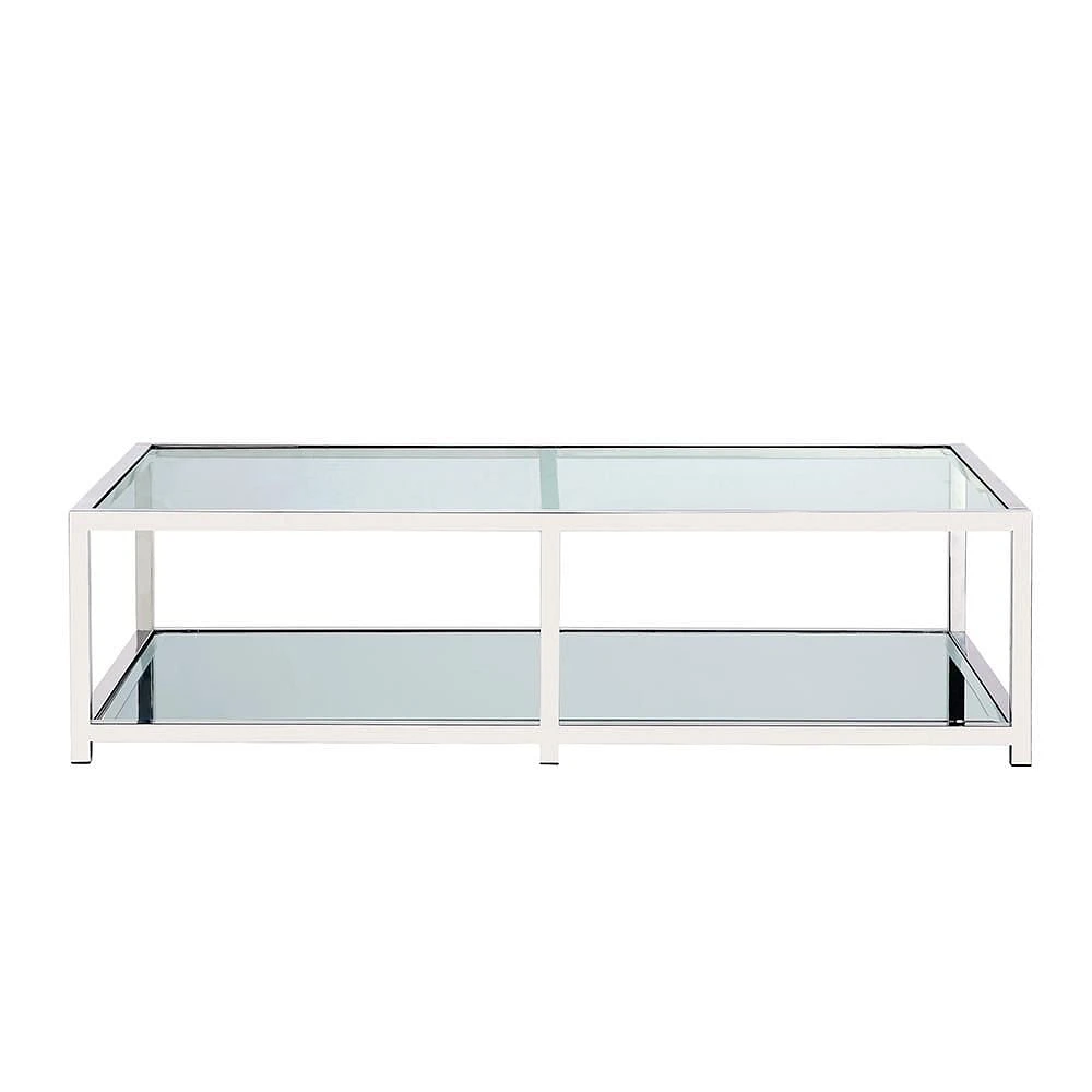 Home Gear Coffee table Silver Square Base Mirror shelf