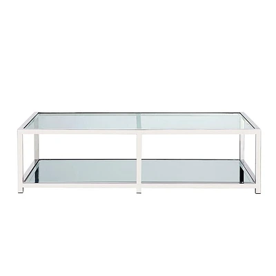 Home Gear Table basse Silver Square Base Miroir étagère